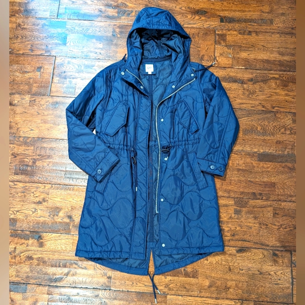 Gap Midweight Quilted Fishtail Parka (navy blue - S)